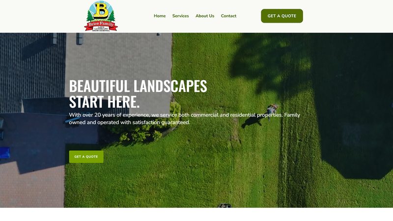 Brice Family Landscaping homepage designed by SiteSculpt