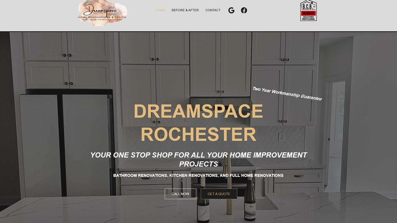 Dream Space Rochester home renovation website designed by SiteSculpt