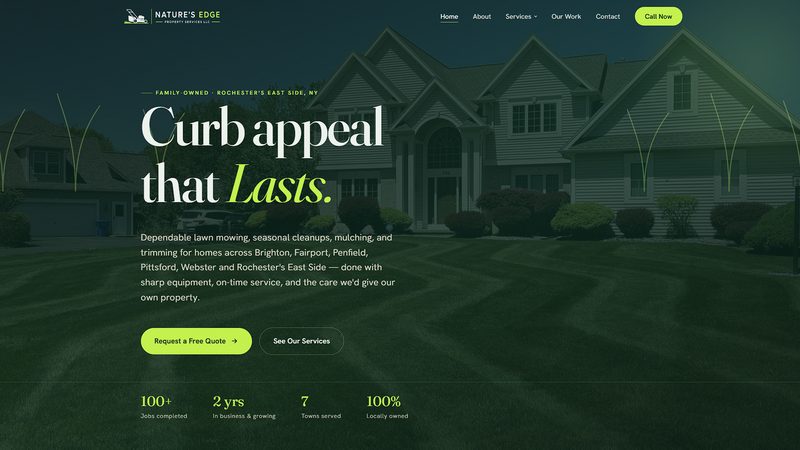 Nature's Edge Property Services lawn care website designed by SiteSculpt