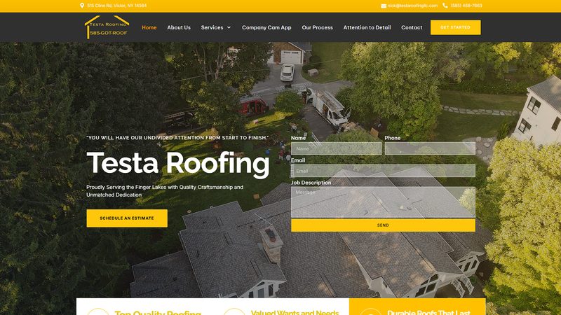 Testa Roofing LLC homepage designed by SiteSculpt
